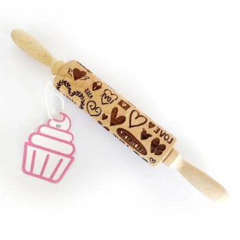 Wooden Rolling Pin Love Hearts