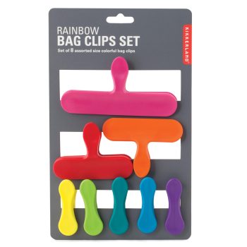 Kikkerland Rainbow Bag Clips Set of 8 Assorted Sizes