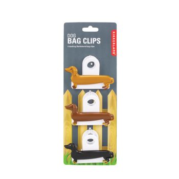 Kikkerland Sausage Dog Bag Clips Set of 3 Multi Coloured