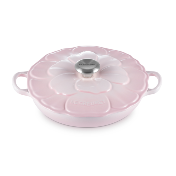 Le Creuset Signature Cast Iron Petal Shallow Casserole Shell Pink 26cm