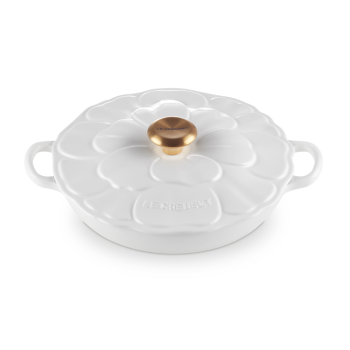 Le Creuset Signature Cast Iron Petal Shallow Casserole White 26cm