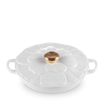 Le Creuset Signature Cast Iron Petal Shallow Casserole White 26cm