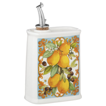 NuovaCER Mediterranean Ceramic Olive Oil Cruet 250ml Lemons