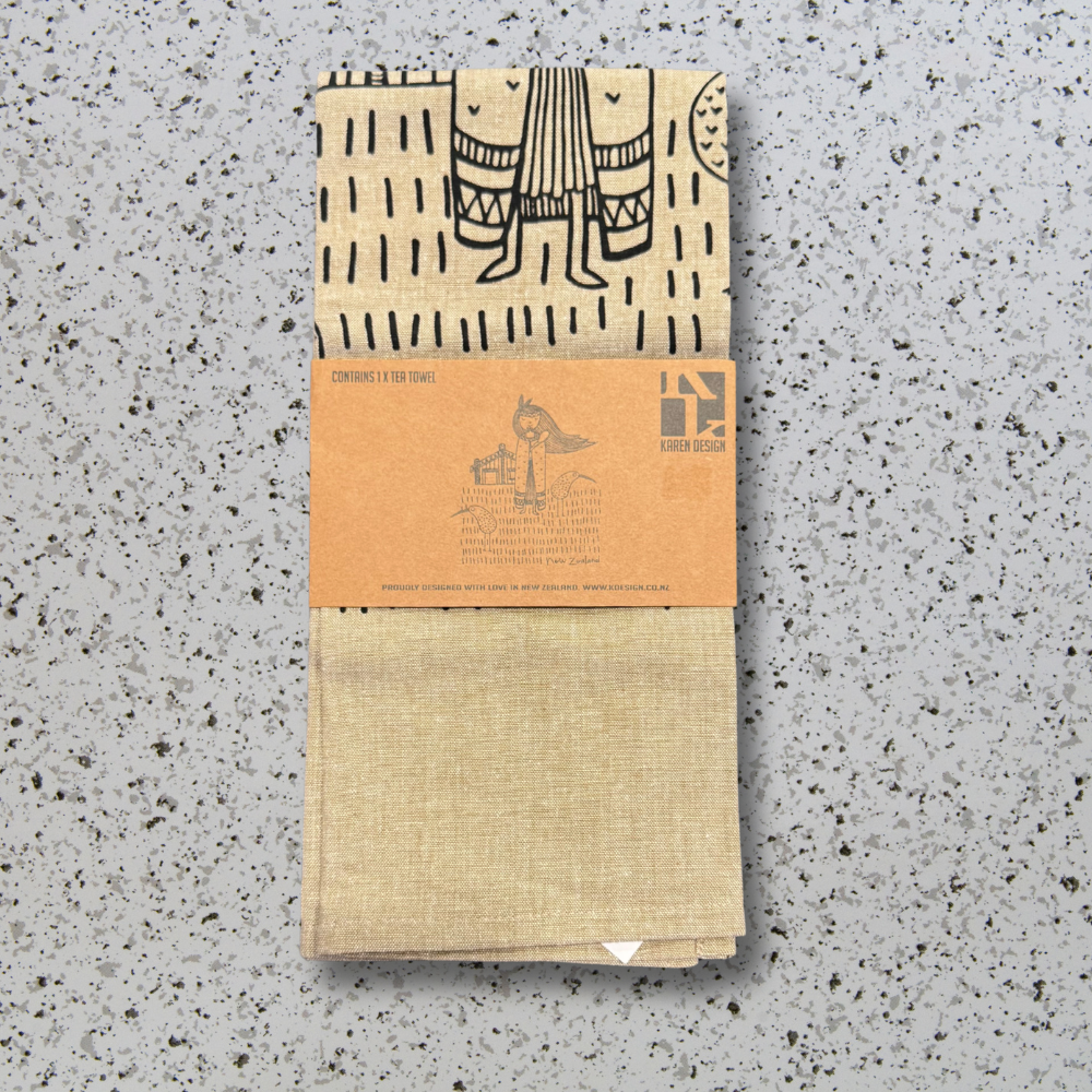 Karen Design Tea Towel Natural NZ Girl (1)