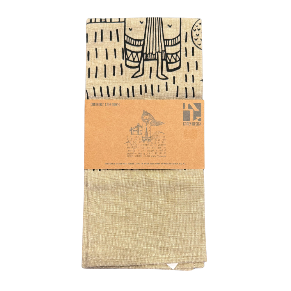 Karen Design Tea Towel Natural NZ Girl
