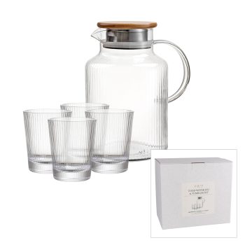 Pure Todd Glass Water Jug & Tumbler Set (2 Colours)