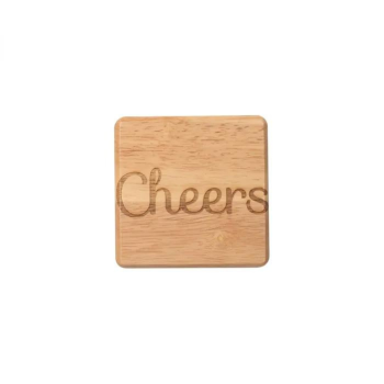 T&G Hevea Wood Coaster Cheers