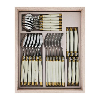 André Verdier Laguiole Debutant Cutlery Set of 24 Ivory/Brass