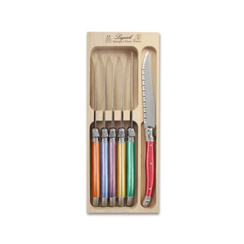 André Verdier Laguiole Debutant Knife Set of 6 Coloured