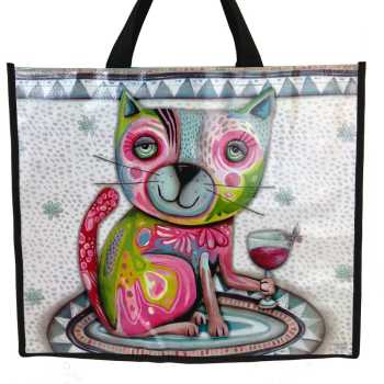Allen Designs Cat Wine Shopper Bag