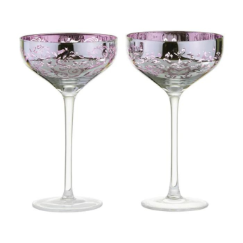 Artland Filigree Champagne Saucer Lilac Glass Set of 2