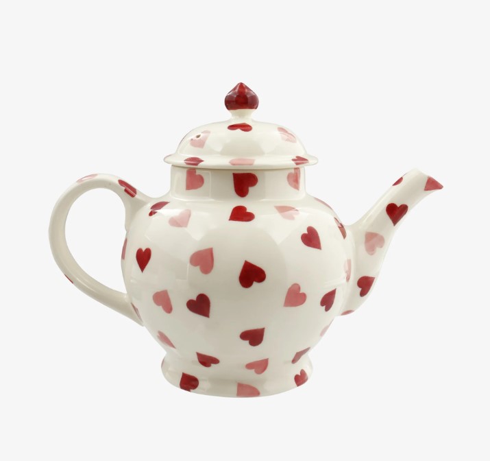 Pink Hearts teapot side