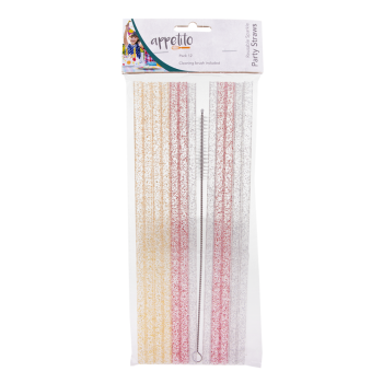 Appetito Sparkle Party Straws 25cm Set of 12