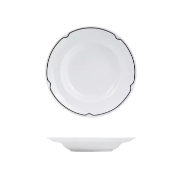 Rak Porcelain Charlotte Black Wide Rim Round Bowl (2 Sizes)