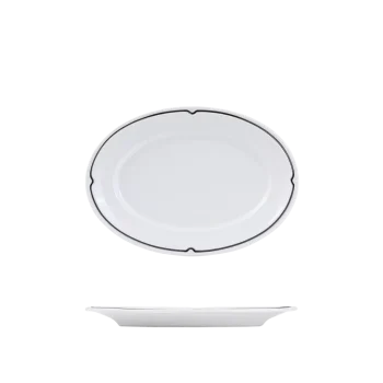 Rak Porcelain Charlotte Black Wide Rim Oval Plate (2 Sizes)