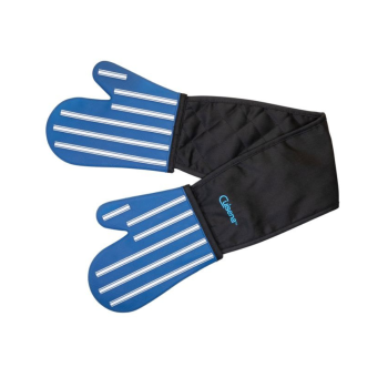 Cuisena Silicone & Fabric Double Oven Glove Blue Stripe