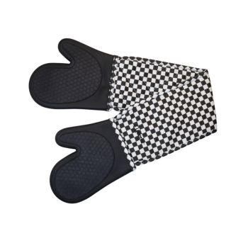 Cuisena Silicone & Fabric Double Oven Glove Black Check