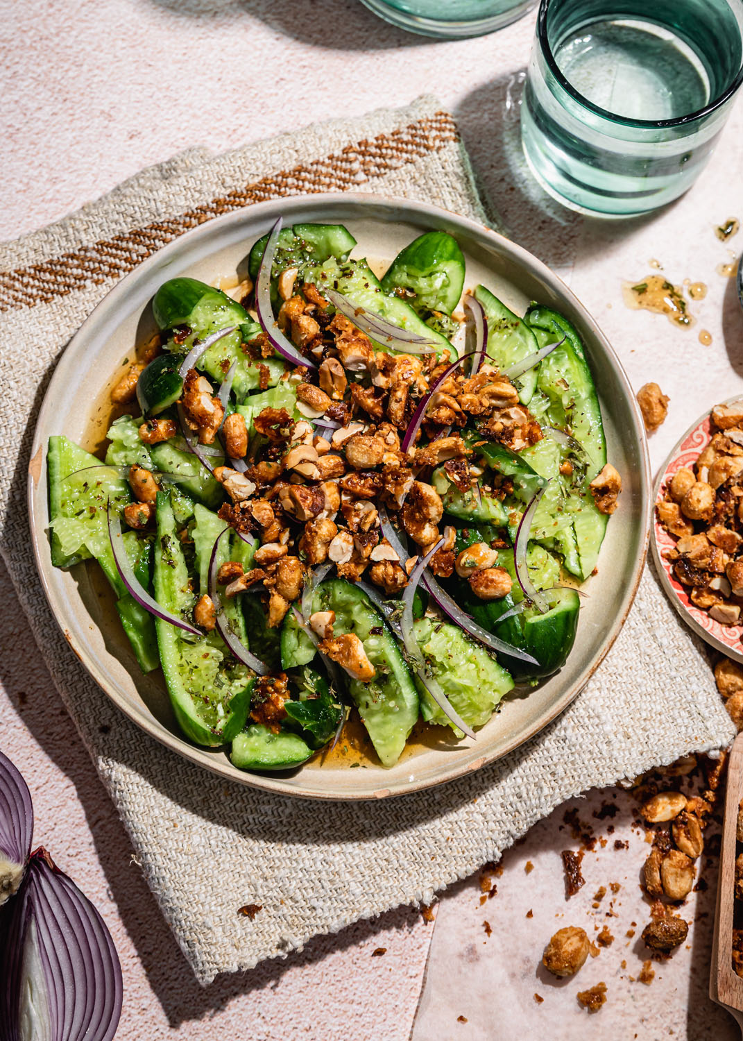 Smashed Baby Cucumbers with Tarragon, Sichuan Peppercorn and Sweet & Salty Peanuts (1)