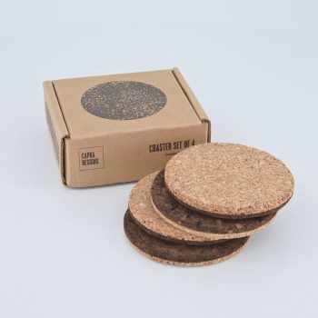 Capra Designs Duo Tone Cork Coasters 10cm Set of 4
