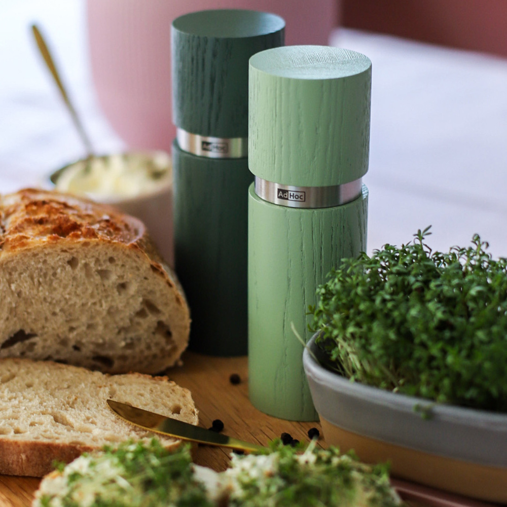 AdHoc Textura Salt & Pepper Mill Set Green 15cm