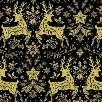IHR Lunch Napkin Christmas Ornament Black & Gold