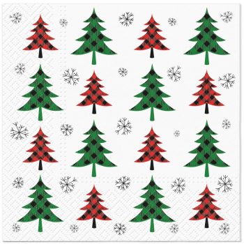 PAW Decor Lunch Napkins 33cm Christmas Tree Check Pack of 20