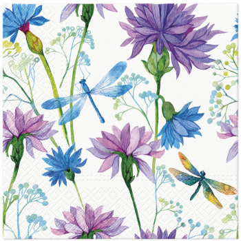 PAW Decor Lunch Napkins 33cm Flower with Dragonfly Pack of 20
