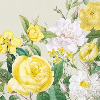 IHR Cocktail Napkin Yellow Rose Garden
