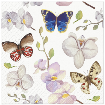PAW Decor Lunch Napkins 33cm Orchidea Butterfly Pack of 20
