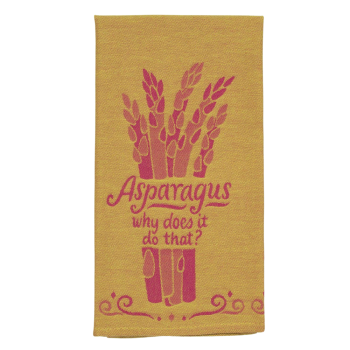 Blue Q Novelty Tea Towel 'Asparagus. Why does it do that'