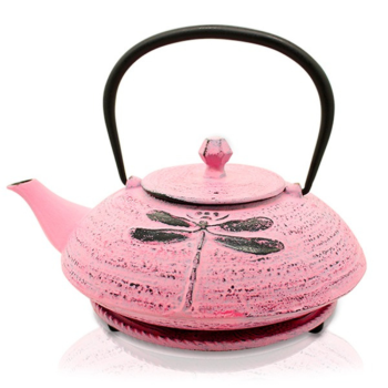 Cast Iron Teapot Dragonfly Pink 600ml