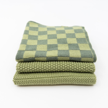 Ecovask Mixed Cloths 3 Pack Avocado Chequer