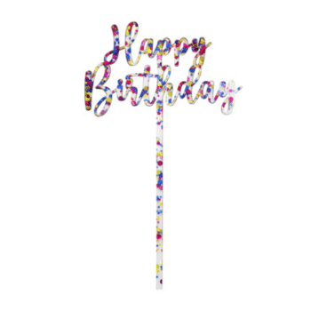 GoBake Acrylic Small Cake Topper Happy Birthday Classic Rainbow
