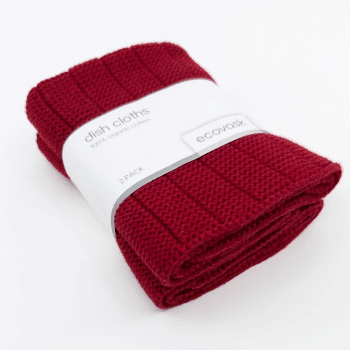 Ecovask Heavy Duty Dishcloths 2 Pack Deep Red