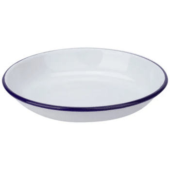 Falcon Enamelware Shallow Pasta Plate 24cm White with Blue Rim