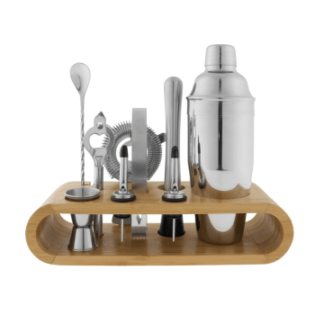 Avanti Bar Set with Bamboo Stand 10 Piece