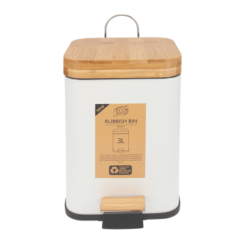 White Magic Eco Basics Square Rubbish Bin 3L White