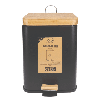 White Magic Eco Basics Square Rubbish Bin 6L Black