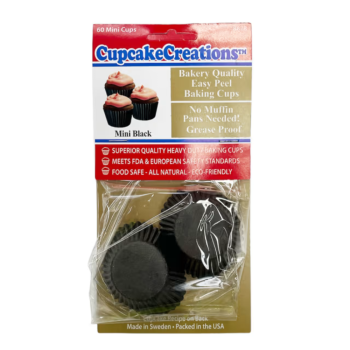 CupcakeCreations Mini Solid Black Baking Cases Pack of 60