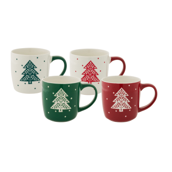 Bundanoon Barrel Mugs 400ml Set 4 Xmas Tree