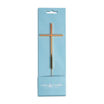 Cake & Candle Gold Metal Cake Topper Fine Cross