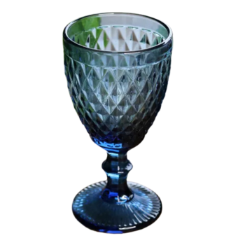 Dark Blue Diamond Cut Stemmed Glass