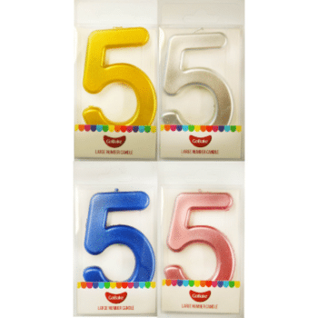 GoBake Large Metallic Number Candle 5