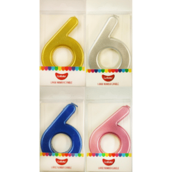 GoBake Large Metallic Number Candle 6
