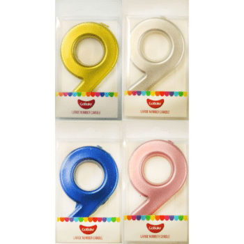 GoBake Large Metallic Number Candle 9