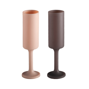 porter green SEFF Silicone Champagne Flute Glasses Set of 2 - Latte/Donkey