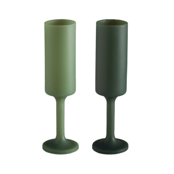 porter green SEFF Silicone Champagne Flute Glasses Set of 2 - Sage/Olive