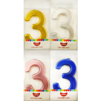 GoBake Large Metallic Number Candle 3
