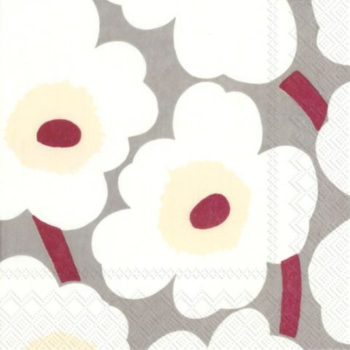 IHR Cocktail Napkin Marimekko Unikko Grey Cream