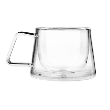 Tea Tonic Double Walled Glass Tea Cup Set of 2 Square Handle